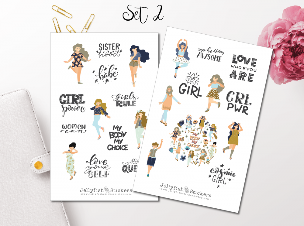 Girl Power, Selbstliebe Sticker Set